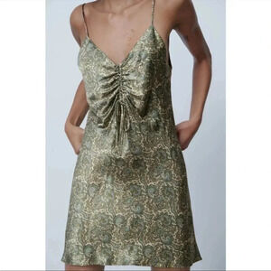 Zara satin paisley mini dress